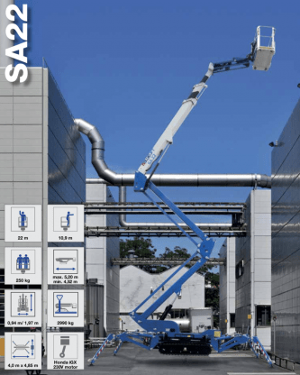 Blue Lift SA 22 spiderlift for hire in perth