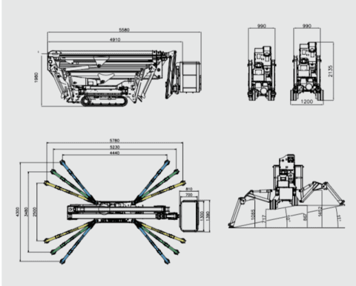 Blue Lift SA 26 spiderlift size and dimensions